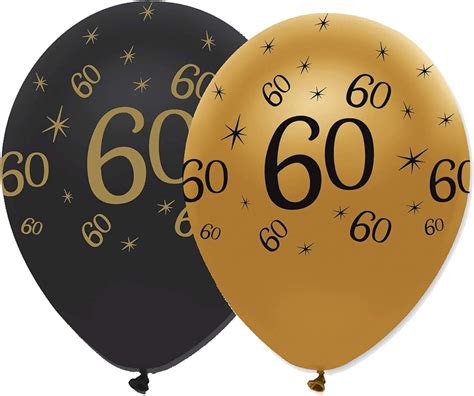 60th Black And Gold Balloons 6pk Uk Toys And Games