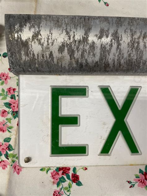 Vintage Exit Sign Vintage Green And Plexiglass Exit Sign Etsy