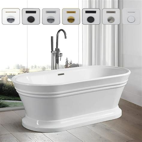 Vanity Art 59 X 30 Inches Freestanding White Acrylic Bathtub Modern