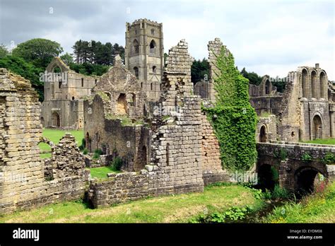 Fountains Abbey Medieval Cistercian Monastery Monastic Ruins Stock