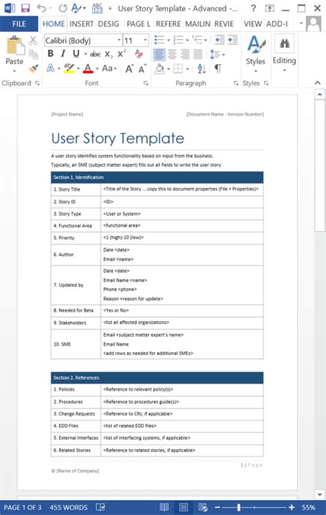 User Story Templates Templates Forms Checklists For Ms Office And