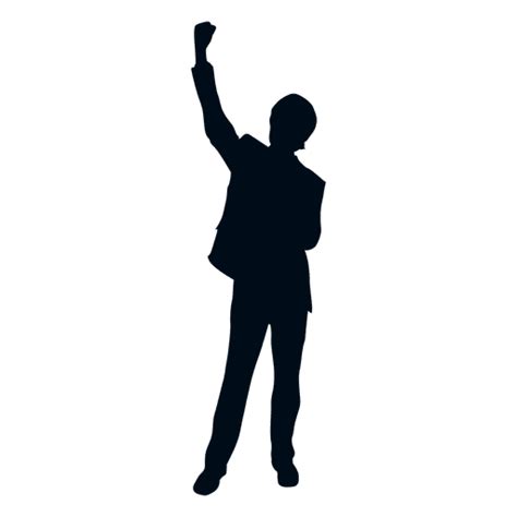 Happy Man Raising Fist Silhouette Transparent Png And Svg Vector File