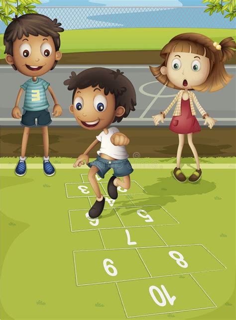 Kids Playing Hopscotch Stock Illustration Illustration Of Clip 5947017