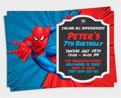 Spiderman Invitation, Spiderman Party, Spiderman Birthday, Birthday Invitation, Invitation for ...