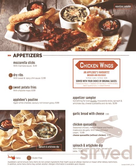 Applebees Printable Menu With Prices