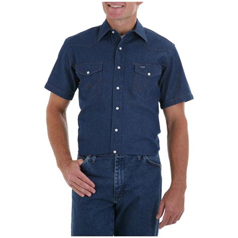 Mens Wrangler® Cowboy Cut® Short Sleeved Denim Shirt 299476 Shirts
