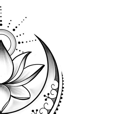 Lotus Met Zon En Maan Tattoo Ontwerp En Stencil Instant Etsy Moon