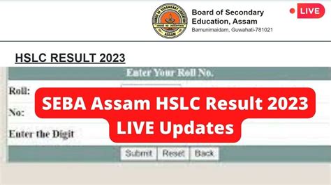 SEBA HSLC Result 2023 Declared LIVE Updates 72 69 Pass Percent Check