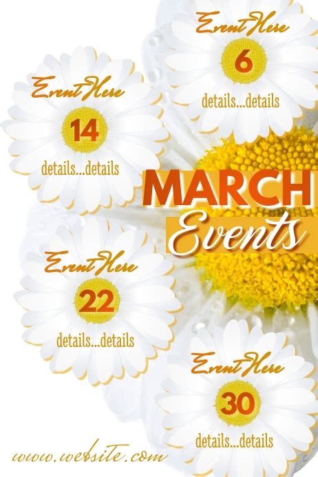 March Calendar Of Events Template Postermywall