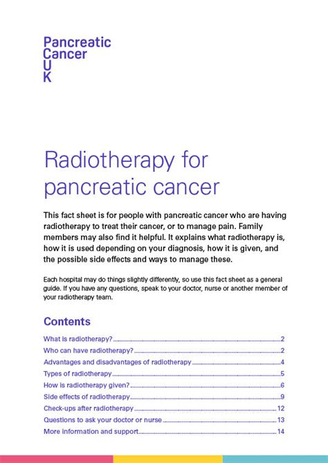 Radiotherapy For Pancreatic Cancer Fact Sheet Pancreatic Cancer Uk