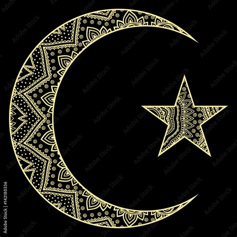 Religious Islamic Symbol Of The Star And The Crescent Decorative Sign