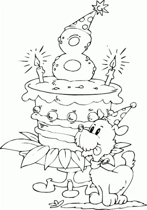 Hello kitty makes birthdays fun! birthday cake age 8 coloring page - coloring.com