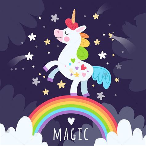 Magic Unicorn Dark Rainbow Flower Birthday Photography Backgrounds