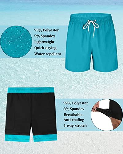 Silkworld Mens Swimming Trunks With Compression Liner 2 In 1 Quick Dry Bathing Suits With Zipper