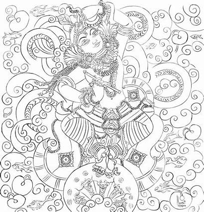 Painting Mural Kaliya Kerala Deviantart Outline Sketches