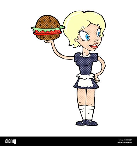 Cartoon Waitress Serving Burger Stock Vector Image And Art Alamy