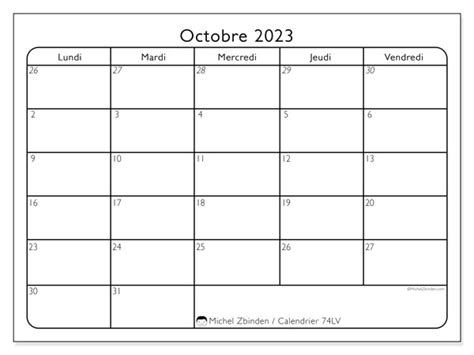 Calendrier Mensuel Octobre 2023 A Imprimer Gratuit Calendrier 2023 Images