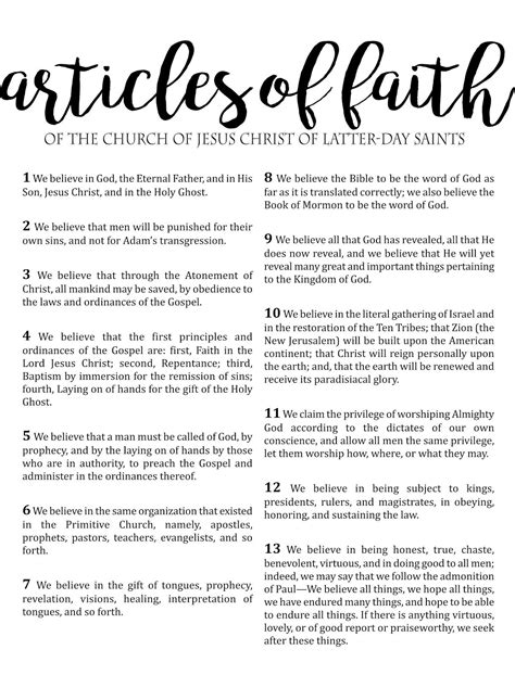 Articles Of Faith Printables Printable Word Searches