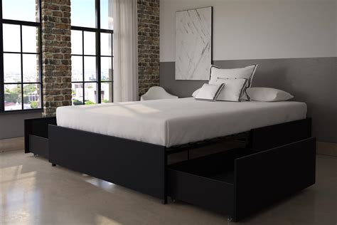 Black Queen Platform Bed With Storage Property And Real Estate For Rent