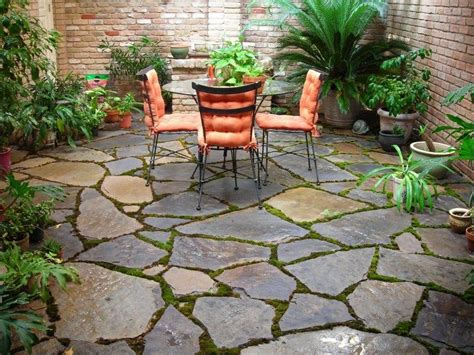Every time you wish to transform your patio, the concrete is an ideal choice. diy flagstone patio 44 | Small backyard landscaping, Stone patio designs, Stone backyard