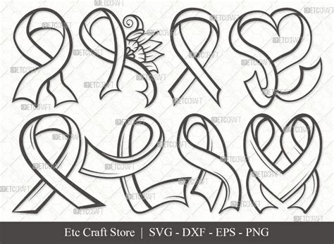 Awareness Ribbon Outline Svg Cut Files Breast Cancer Ribbon Svg