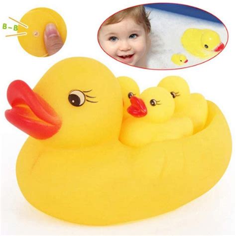 4pcs Bath Toys For Kids Rubber Ducks Yellow Beach Duck Toys Baby Water