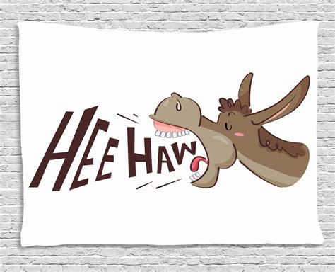 Donkey Tapestry Cartoon Braying Donkey With Hee Haw Text Funny