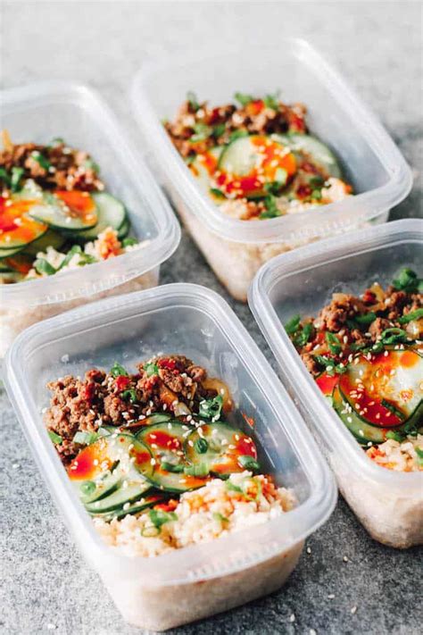 In a small bowl whisk brown sugar, soy sauce, sesame oil, ginger, red pepper flakes and pepper. Korean Beef Meal Prep Bowls | Destination Delish