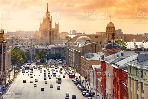 Moscow Cityscape At Sunset Aerial View Stock Photo Download Image Now