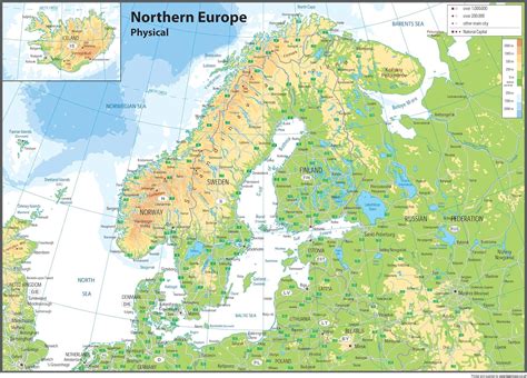 Europa Del Nord Mappa Fisica Carta Plastificata GA A1 Amazon It
