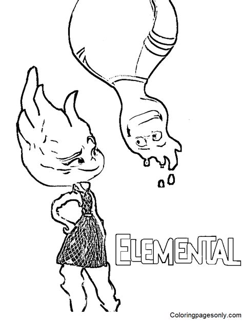 Ember And Wade Coloring Pages Elemental Coloring Pages P Ginas Para