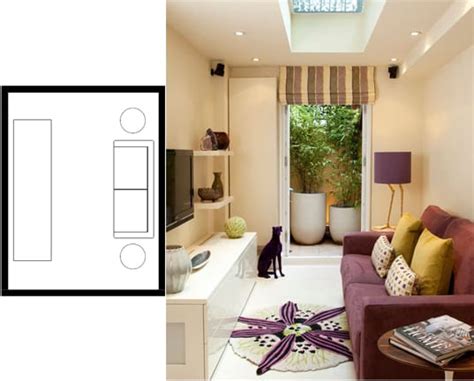 Depending on whether your space is more narrow or square, place a set of chairs either side by side on one side of the room, or across the sofa. Amazing Small Living Room Layouts with TV to Inspire You ...