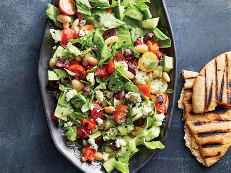 Greek Chopped Salad With Grilled Pita Recipe Cooking Light