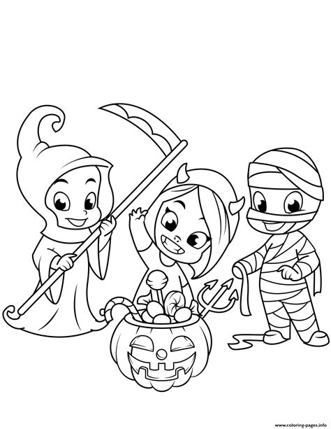Cute Little Grim Reaper Devil Mummy And A Jack O Lantern With Candies