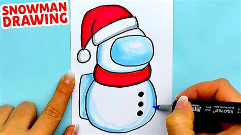 How To Draw Among Us Snowman Christmas Drawings 2022 Youtube