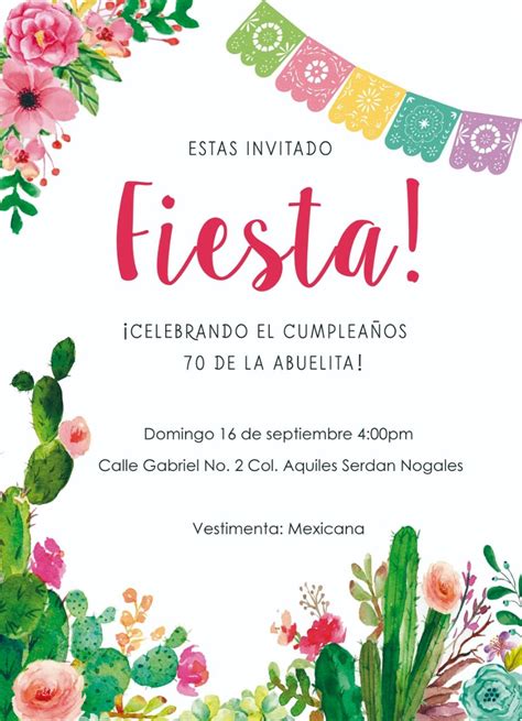 Invitación Fiesta Mexicana Mexican Party Invitaciones Mexicanas