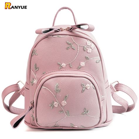 Lace Small Mini Backpacks Women Leather Backpack Flower Floral