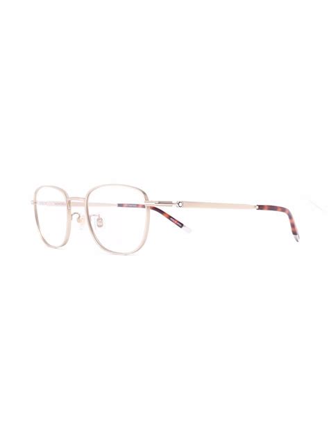 Montblanc Oval Frame Metal Glasses In Gold Modesens