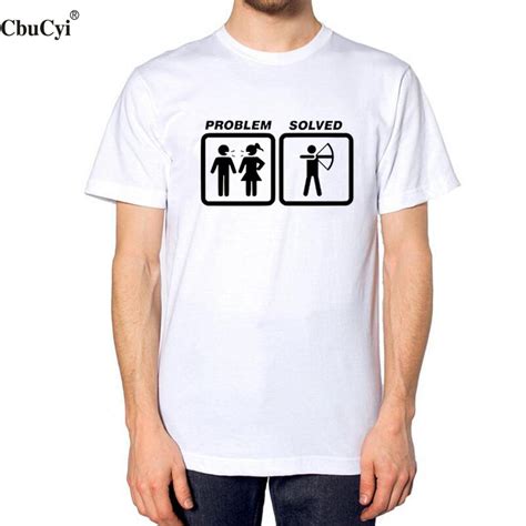 Funny T Shirts Problem Solved Archery Men S Cartoon Graphic Printing Cotton T Shirt Cool Men