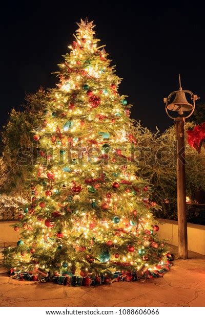 Large Outdoor Christmas Tree Extensive Lights Stock Photo Edit Now