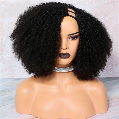 Density Wig Afro Kinky Curly U Part Wig Human Hair Wigs Brazilian Remy Glueless Wig