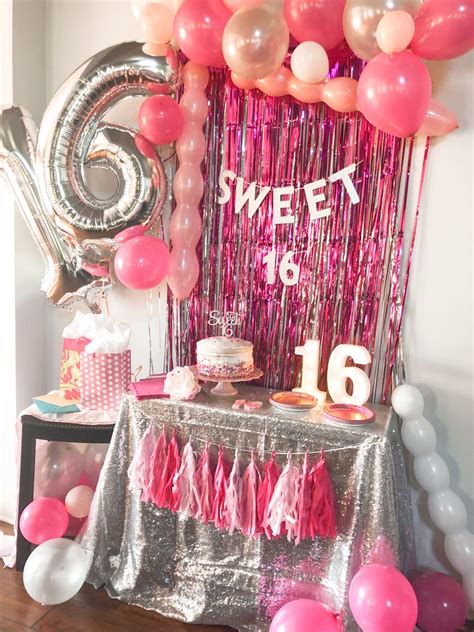 Sweet 16 Pink And Silver Pink Birthday Party Decorations Pink Party