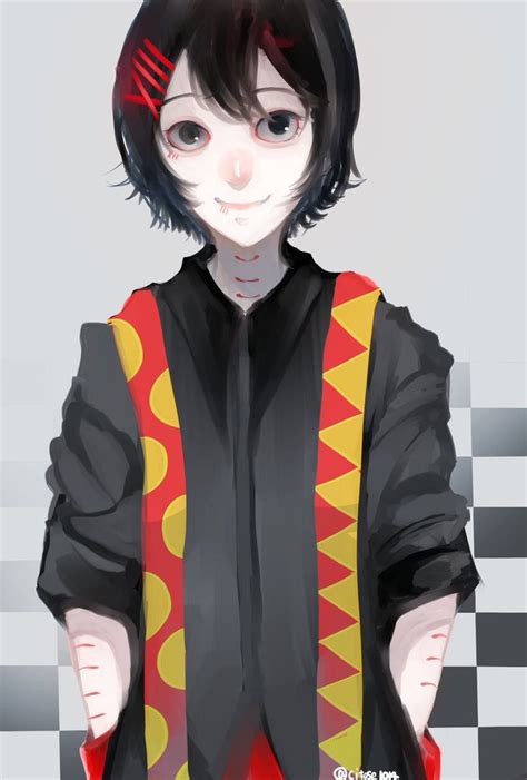 An Anime Character With Black Hair Wearing A Red And Yellow Jacket