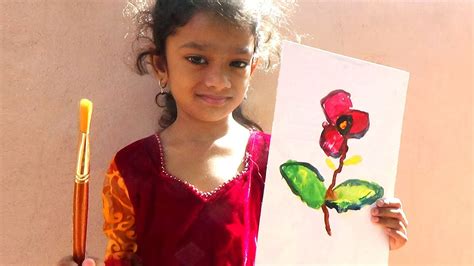 Little Cute Girl Painting Modern Art Flower Modern Art Painting For