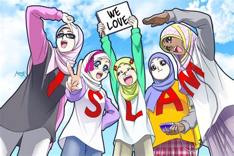 Gambar Kartun Muslimah 4 Sahabat Cantik Adzka