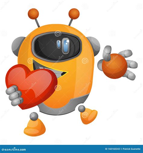 Cartoon Robot Holding A Heart Illustration Vector Stock Vector