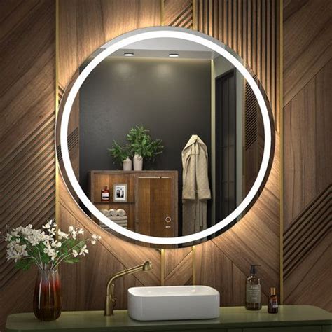 Bbe Modern Contemporary Lighted Fog Free Round Bathroom Vanity