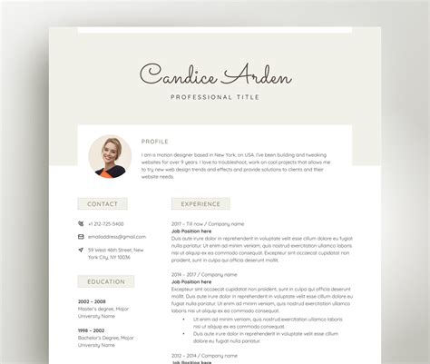 Elegant Resume Template For Word Professional Cv With Photo Etsy In