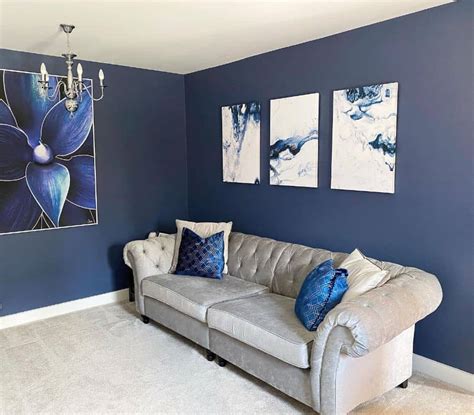 Dark Blue Walls Living Room