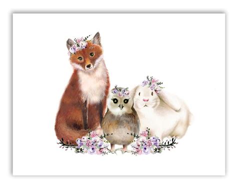Baby Woodland With Flowers Print